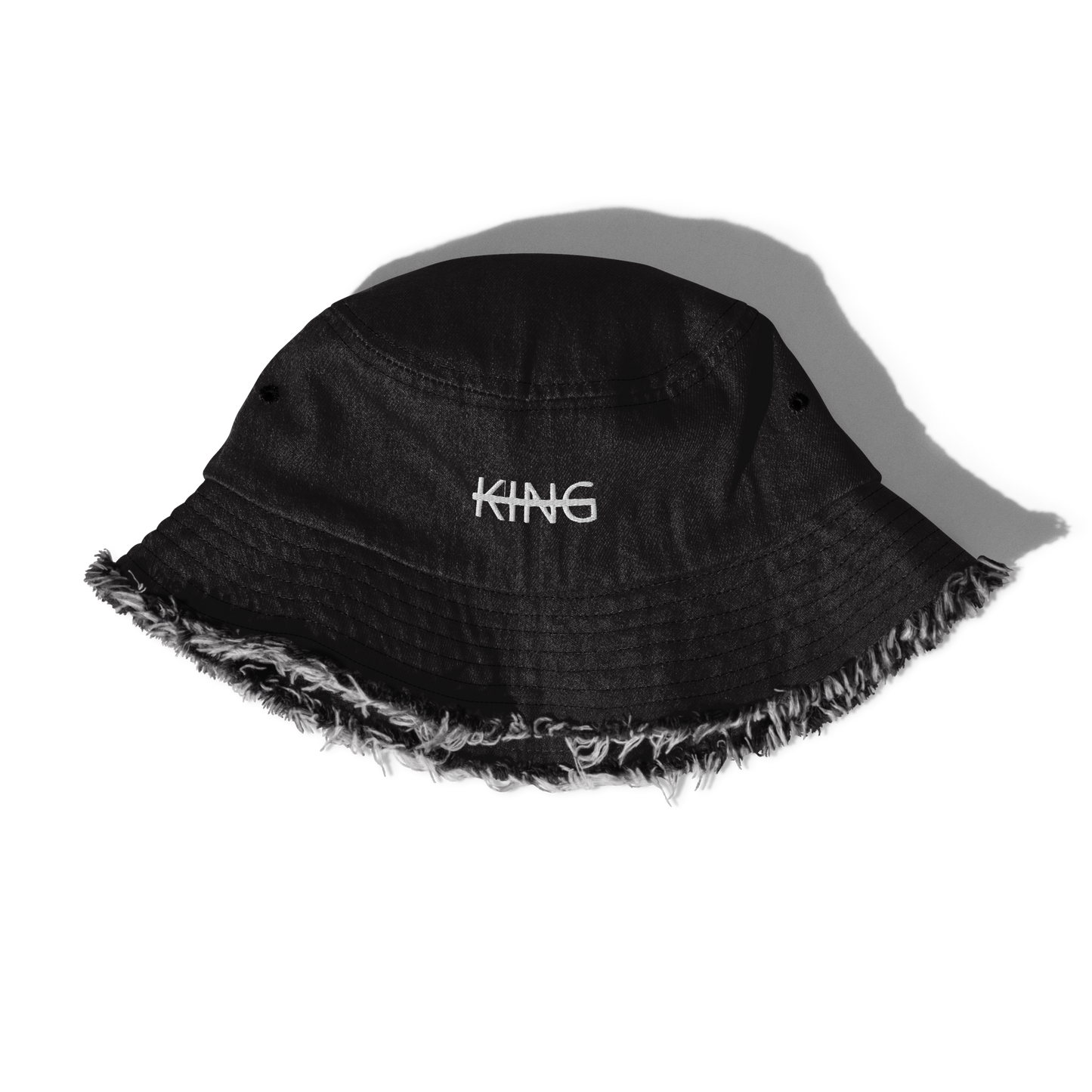 Distressed denim bucket hat
